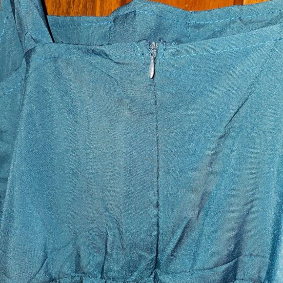 Womens Large Turquoise Blue Dress Lace Up Front Flowy Boho Cottagecore NEW - Picture 5 of 9